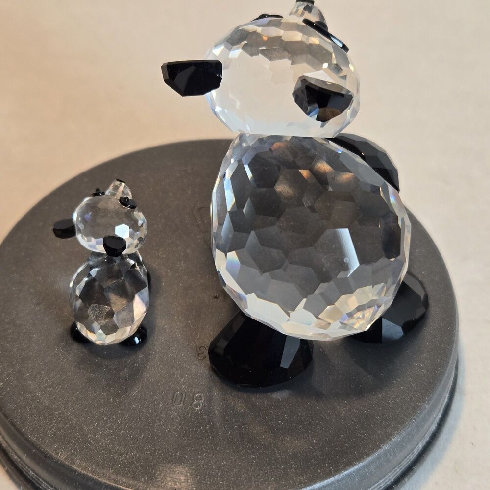 Swarovski Crystal Mother and Baby Panda Bear Set 7611 Retired Box & COA MINT - Picture 5 of 8